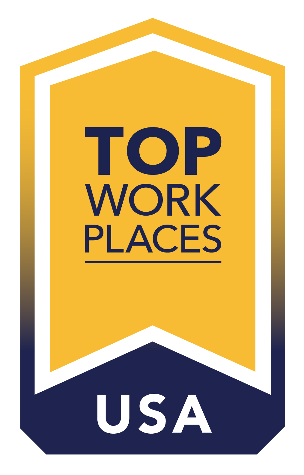 Logo. Top Work Places USA badge.