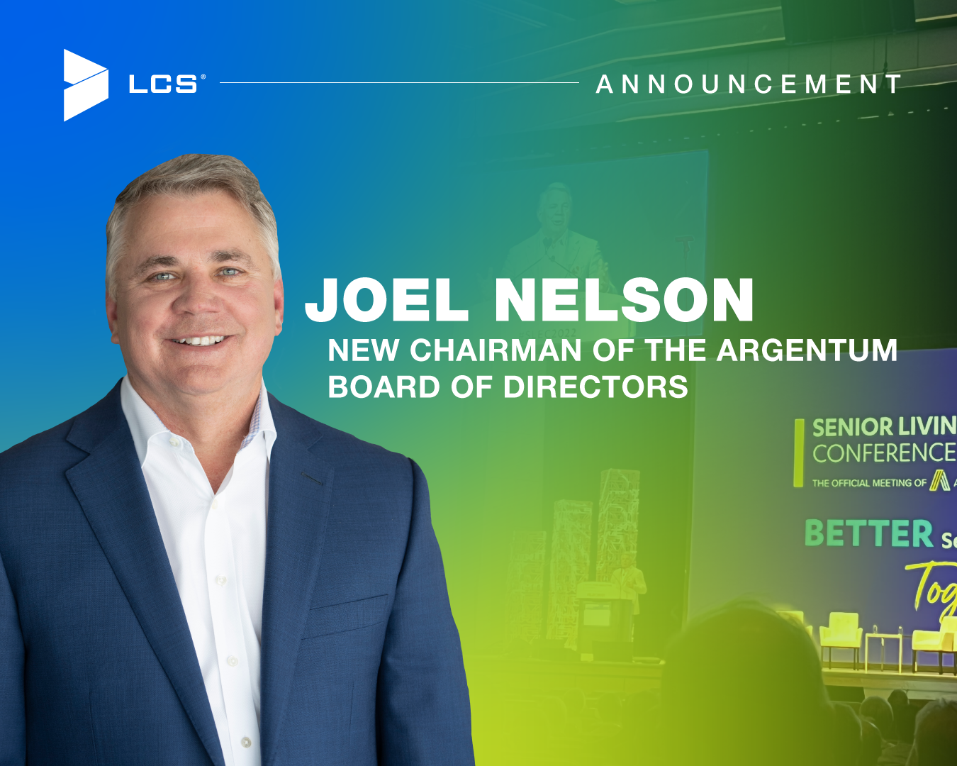 Graphic of Joel Nelson announcing him being the new chairman of the Argentum board of directors.