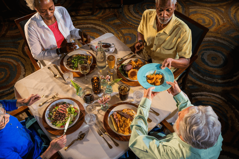 Seniors at a dinner table