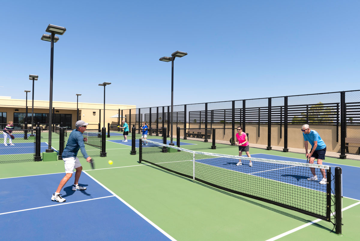 Friendship Village Tempe Seniors Playing Pickleball