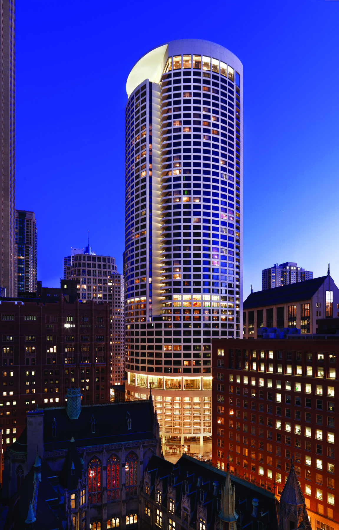 The Clare, Chicago, Exterior Night Photo